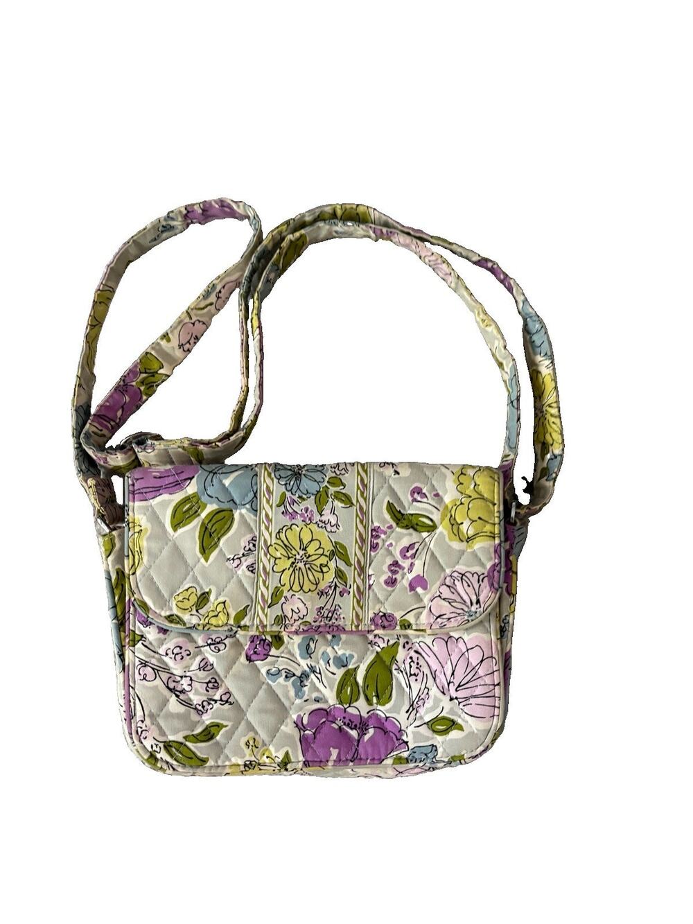 Vera Bradley Watercolor Floral Gray Shoulder Bag Purse Adjustable Crossbody